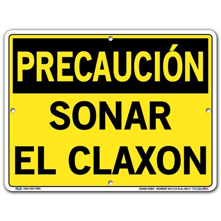 Vestil Aluminum Sign, 9-1/2" Height, 12-1/2" Width, Aluminum, Rectangle, Spanish SI-C-03-B-AL-080-S